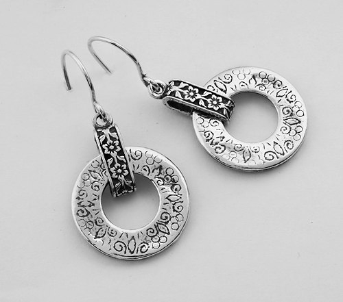 Shablool Didae Israel Unique Silver Earrings With Stone