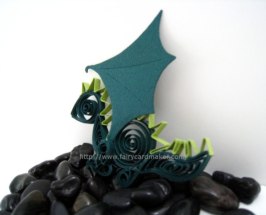 Quilled Dragon Dark Green Forest by Fairy Cardmaker, Scrapbooking