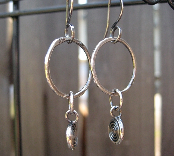 Fine Silver Spiral Hoop Earrings Handmade by Cindys Art n Soul
