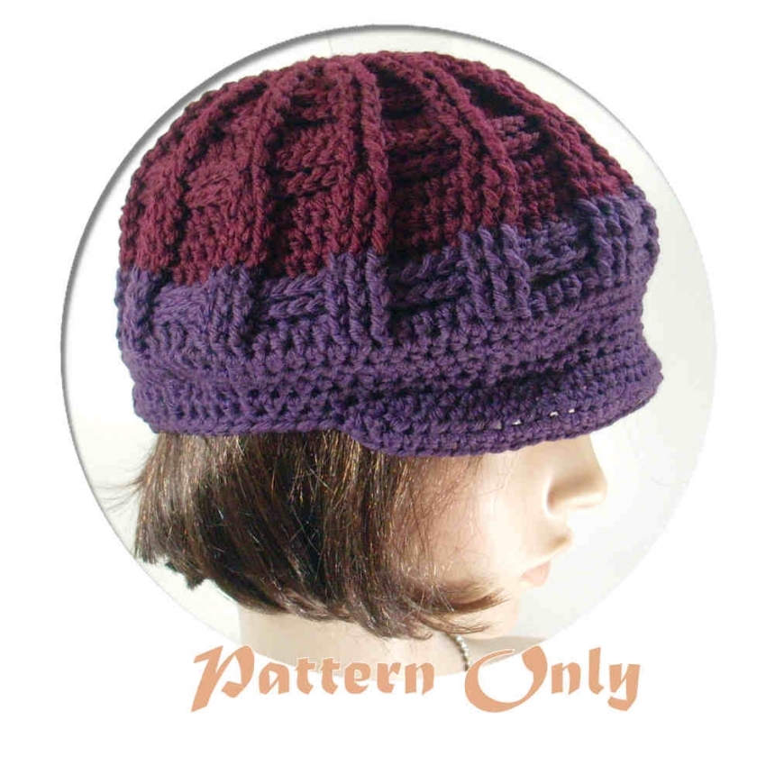 PDF Pattern Only, Newsboy Crochet Hat, no. 51 by stubbornwoman