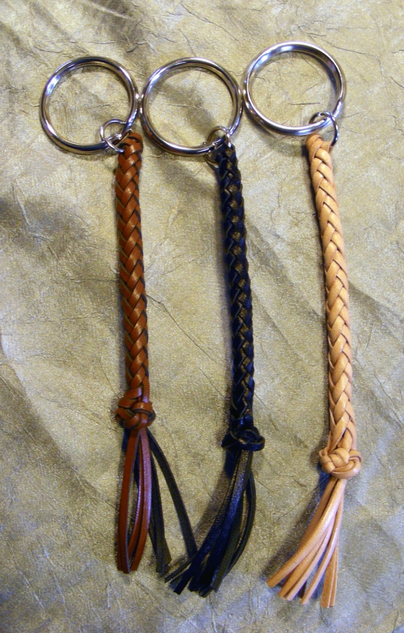 Hand braided leather keychain by jwcustomleather, Keyrings/Keychains