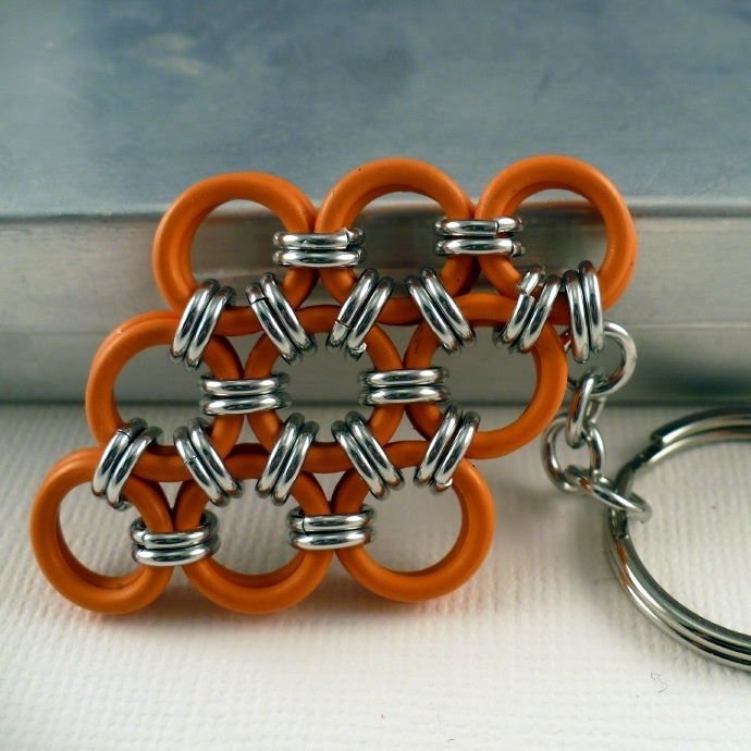 Orange Diamond Chainmaille Key Chain by CreationsbyUli