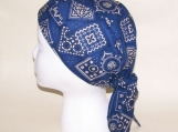 Blue bandana print doo rag