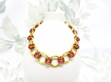 Chainmaille bracelet in gold & red