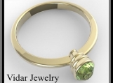 14k Yellow Gold Engagement Ring with Green Peridot