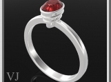 Classic Oval Red Garnet 925 Sterling Silver Engagement Ring