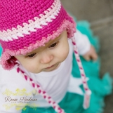 newborn Ear flap Hat- Raspberry Drop- with furry trim 